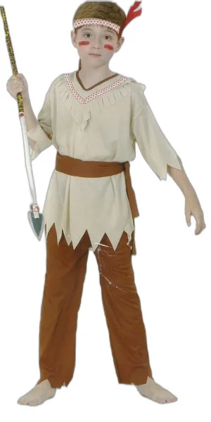 INDIANO D'AMERICA GUERRIERO PELLEROSSA FAR WEST - COSTUME CARNEVALE E FESTE A TEMA