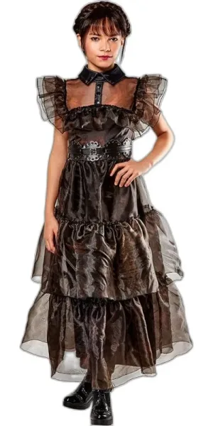 ADDAMS WEDNESDAY MERCOLEDI  ABITO DA BALLO DELUXE- COSTUME CARNEVALE E FESTE A TEMA