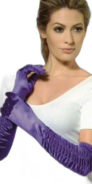 GUANTI VIOLA LUNGHI- ACCESSORI CARNEVALE E FESTE A TEMA