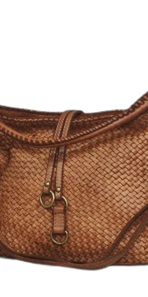 Borsa donna lusso in vera pelle intrecciata, fatta a mano, con zip, tracolla regolabile