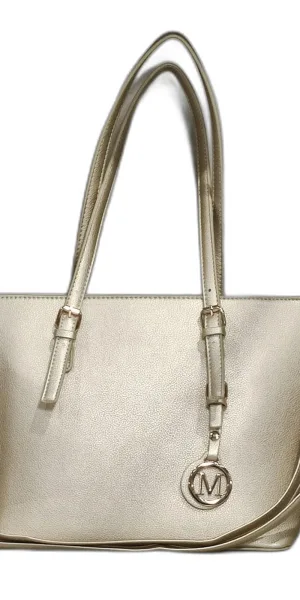 Borsa donna elegante dorata con manico e tracolla