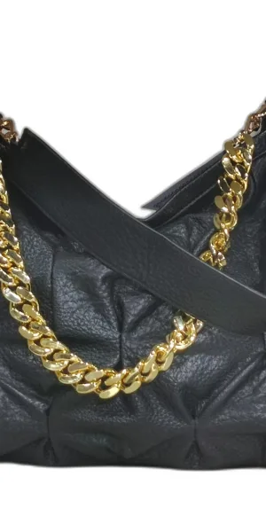 Borsa donna elegante con catena di metallo dorata con manico e tracolla