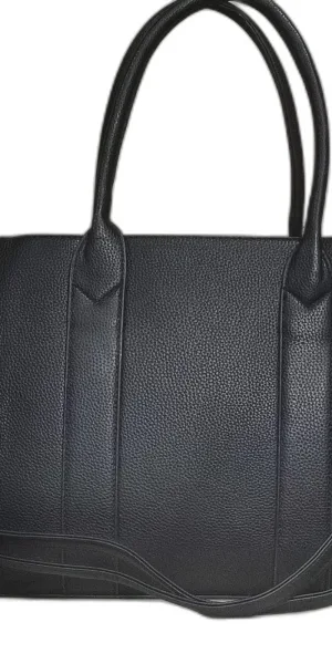 Borsa donna elegante in ecopelle con tracolla e manico color nero