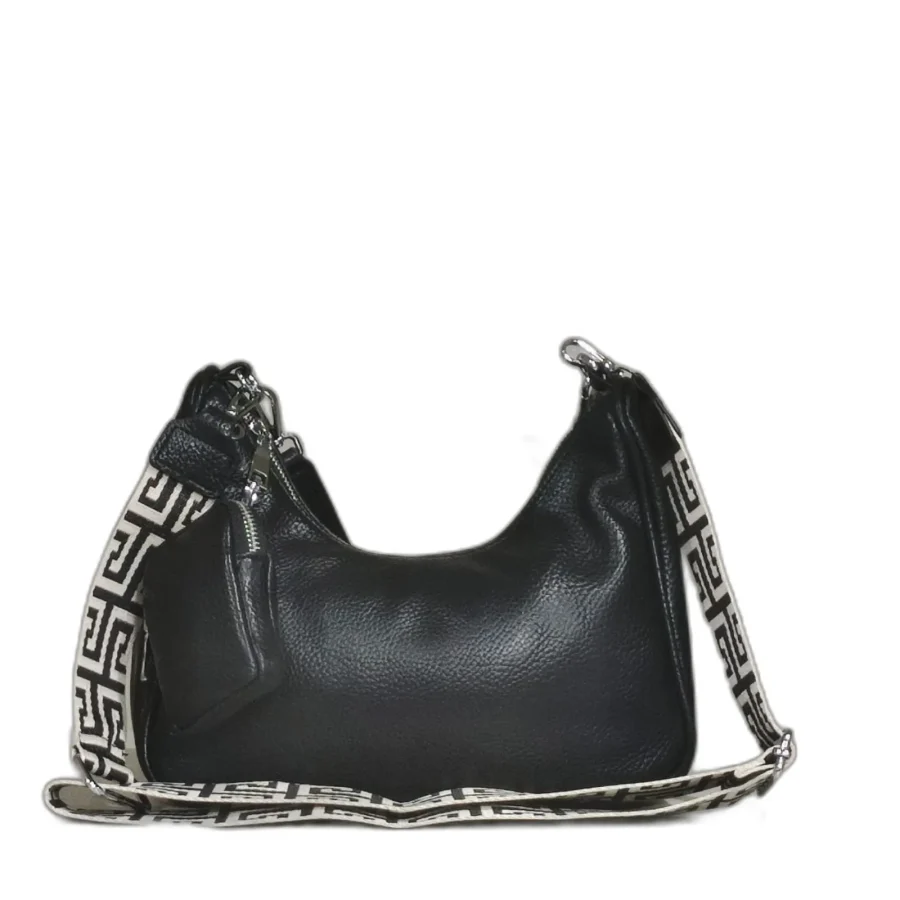 Borsa donna elegante in ecopelle con tracolla con motivo geometrico greco  e borsellino incluso