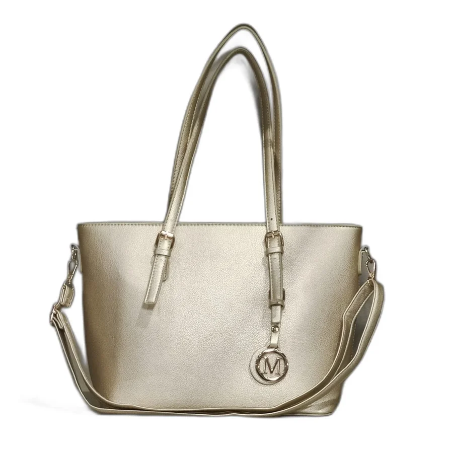 Borsa donna elegante dorata con manico e tracolla