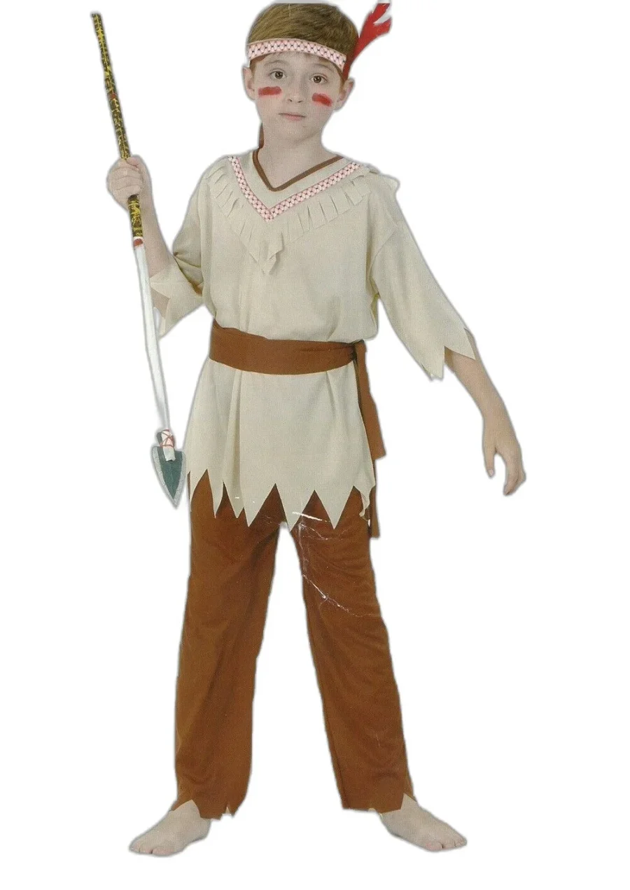INDIANO D'AMERICA GUERRIERO PELLEROSSA FAR WEST - COSTUME CARNEVALE E FESTE A TEMA