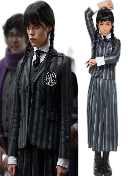 ADDAMS WEDNESDAY MERCOLEDI  UNIFORME NEVERMORE DELUXE - COSTUME CARNEVALE E FESTE A TEMA