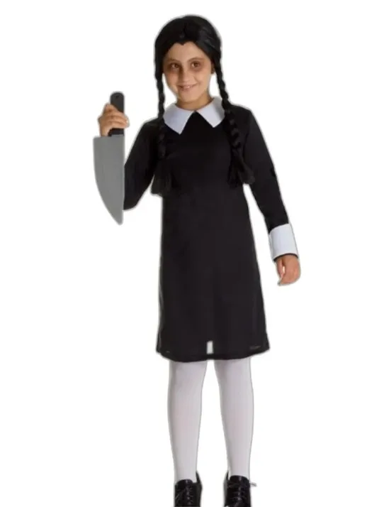 ADDAMS WEDNESDAY MERCOLEDI  ABITO CLASSICO - COSTUME CARNEVALE E FESTE A TEMA