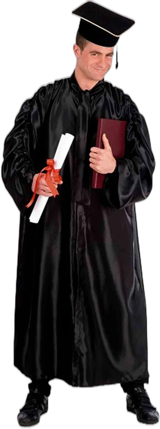 LAUREATO DOTTORE TOGA IN RASO DELUXE  CON CAPPELLO - COSTUMI CARNEVALE E FESTE A TEMA