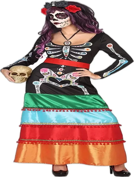 MESSICANA  SCHELETRO DIAS DE LOS MUERTOS - COSTUME HALLOWEEN CARNEVALE E FESTE  A TEMA